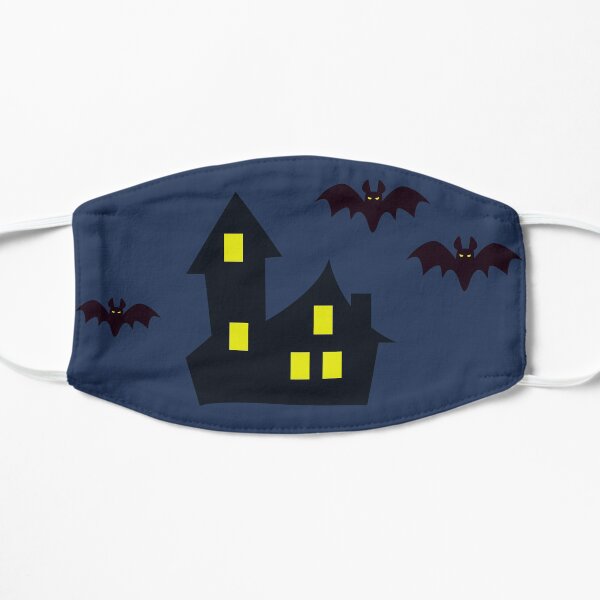 haunted house with bats- halloween collection/scared orange cat/trick or treat/ orange/ghost/autumn/funny/spooky/ghost /cute/death/savage Mask