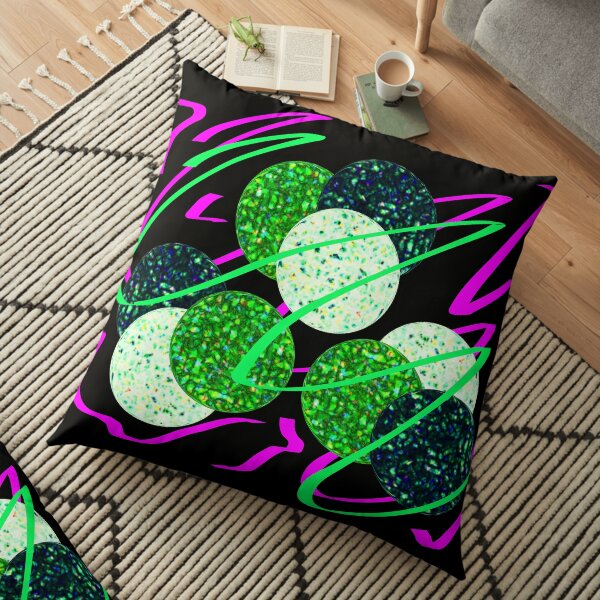 Serpentine and glitter (black background) Floor Pillow