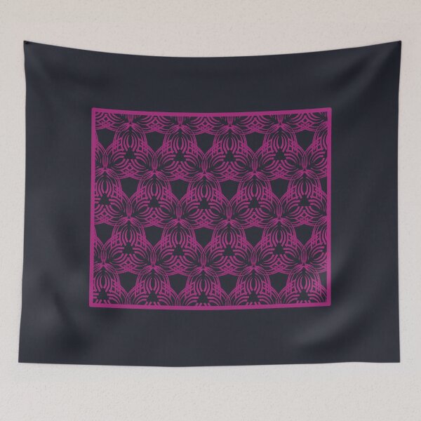 Item preview, A rich magenta pattern captured in a frame on a deep navy background  designed and sold by PetaJaneHome.