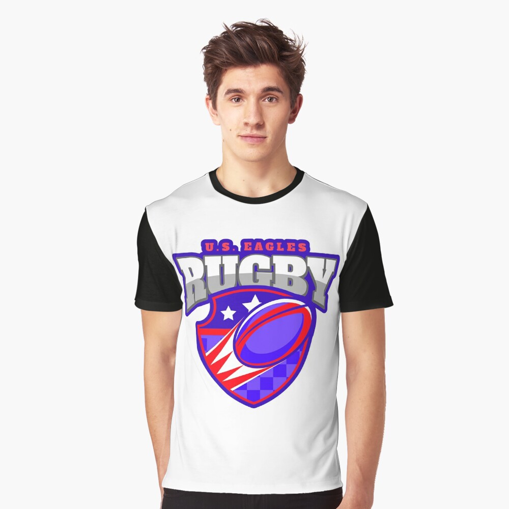 PF USA Rugby Eagles T-Shirt | Large | White/Grey/Navy Blue