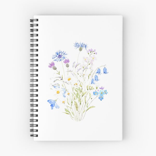Aperçu de l'œuvre fleurs sauvages bleues, blanches et violettes peintes à la main 2020 créée et vendue par ColorandColor.