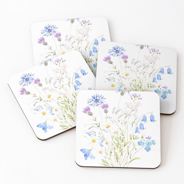 Item preview, hand painted blue white and purple wildflower 2020 designed and sold by ColorandColor.
