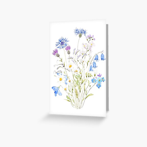 Item preview, hand painted blue white and purple wildflower 2020 designed and sold by ColorandColor.