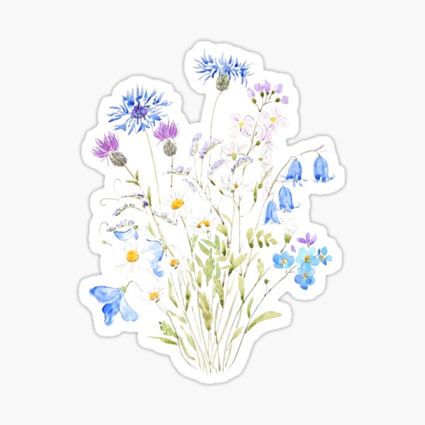 blue white and purple wildflower 2020 Sticker for Sale by