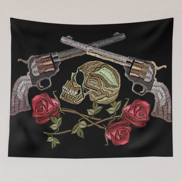 Item preview, Skull crossed guns roses  designed and sold by urbanstore69.