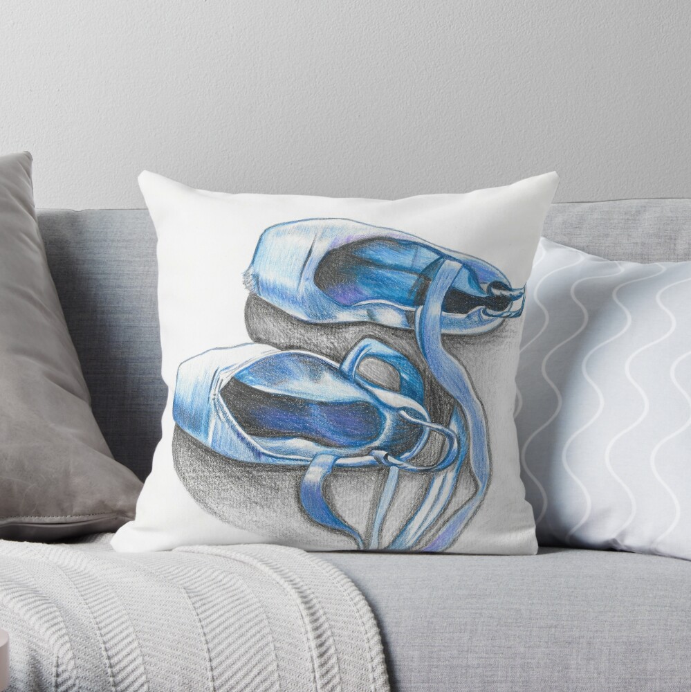 Online Blue ballet shoes Throw Pillow by Nancy Yam TP-D3ITNTIG