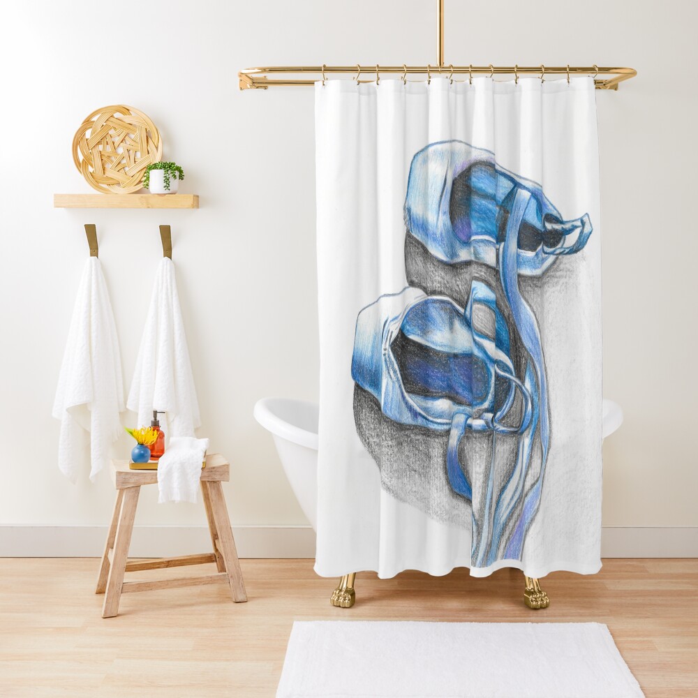 "Blue ballet shoes" Shower Curtain for Sale by Satomiyam Redbubble