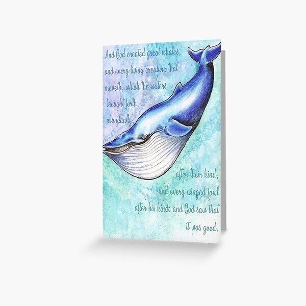 Blue Whale Genesis 1:21 Greeting Card