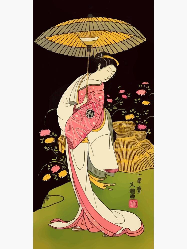 Japanese Kimono Woman Geisha with Umbrella