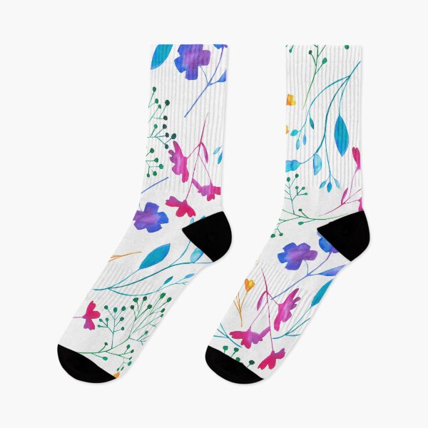 Item preview, White Fluro Floral Sprig Colourful Pattern designed and sold by Dizzywonders.
