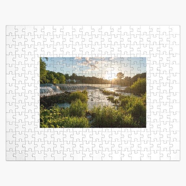 Llandaff weir on the river Taff at sunset Jigsaw Puzzle