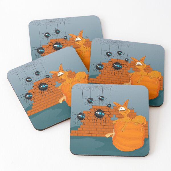 Item preview, Brown cat and spiders look at each other. Kitty and spiders.  designed and sold by Kajaniko.