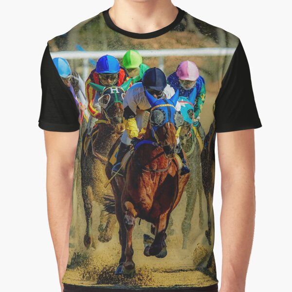 Colourful Horses racing sport graphic t shirt Graphic T-Shirt