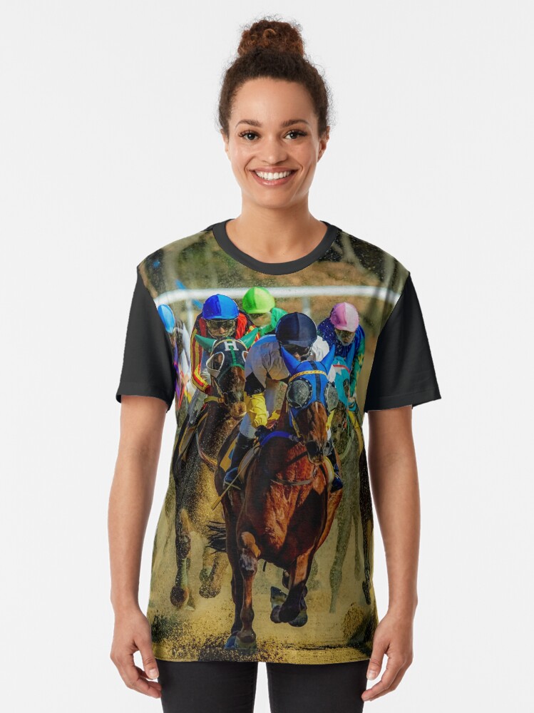 Alternate view of Colourful Horses racing sport graphic t shirt Graphic T-Shirt