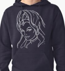 She-Ra Princess of Power - Looking Left - White Line Art Pullover Hoodie
