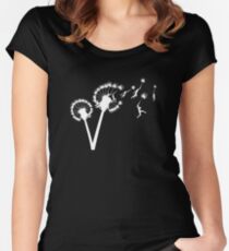 Dandylion Flight - white silhouette Women's Fitted Scoop T-Shirt