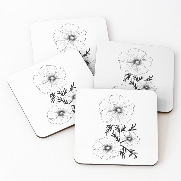 Item preview, Flowers trio with leaves Black line designed and sold by xalexiart.