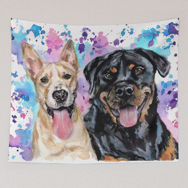 Item preview, Watercolour Staffy Cross and Rottweiler designed and sold by SaltySerenity.
