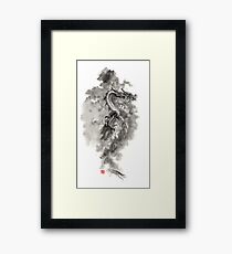 Water Wind dragon dragons sumi-e ink painting chinese zodiac five elements fantasy world art Framed Print
