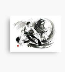Aikido randori fight popular techniques martial arts sumi-e samurai ink painting artwork Metal Print