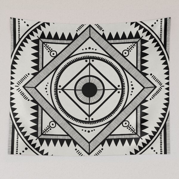 Item preview, Western tribal square mandala 3 - black on neutral designed and sold by misentangled.