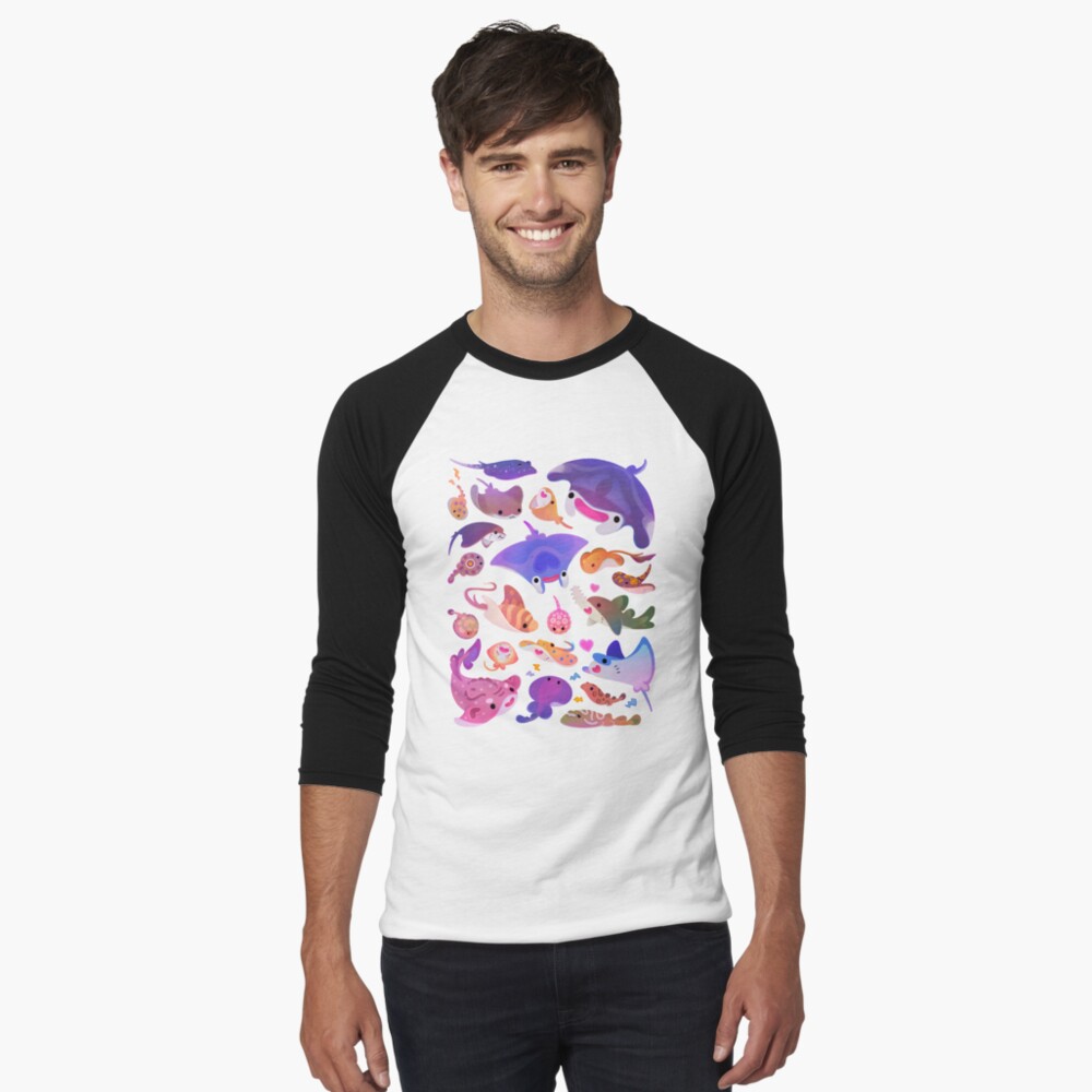Vista previa del artículo con la obra «Camiseta ¾ estilo béisbol», diseñado y vendido por pikaole.
