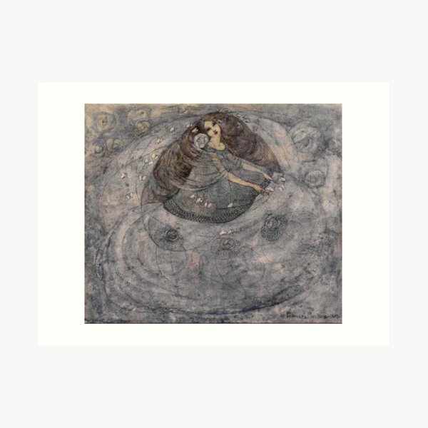 ESCUELA DE GLASGOW. Niña y mariposas. 1907. Frances Macdonald MacNair. Lámina artística