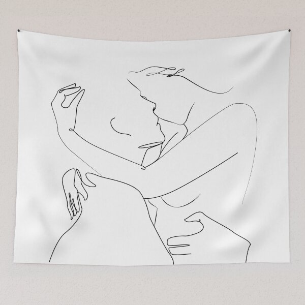 Aperçu de l'œuvre One line abstract couple kiss créée et vendue par Digipaintings.