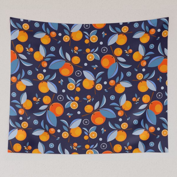 Aperçu de l'œuvre Motif de jardin bleu et orange créée et vendue par lanolga.