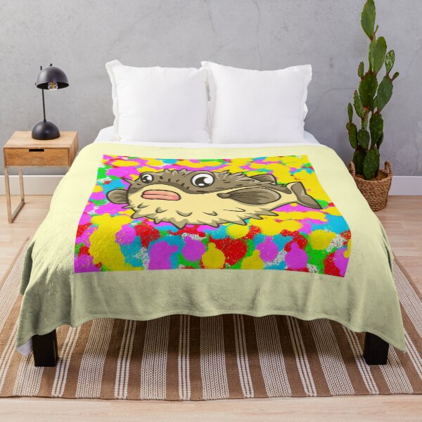 Item preview, Grumpy Pufferfish Pop Colour/Color Tie Dye Background designed and sold by IBMClothing.
