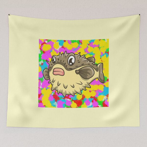 Item preview, Grumpy Pufferfish Pop Colour/Color Tie Dye Background designed and sold by IBMClothing.