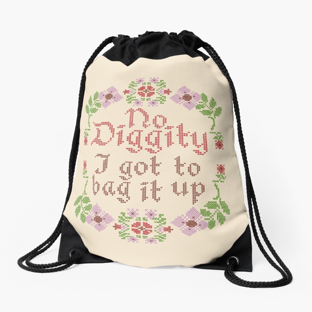 I Got to Bag It Up - hip hop cross stitch Drawstring Bag