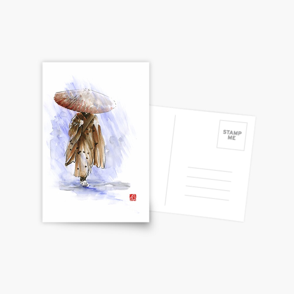 Woman walking in the street holding fashion handbag art print of Hand  Painted by watercolor painting-Matte Paper Paper & Stretched Canvas Print