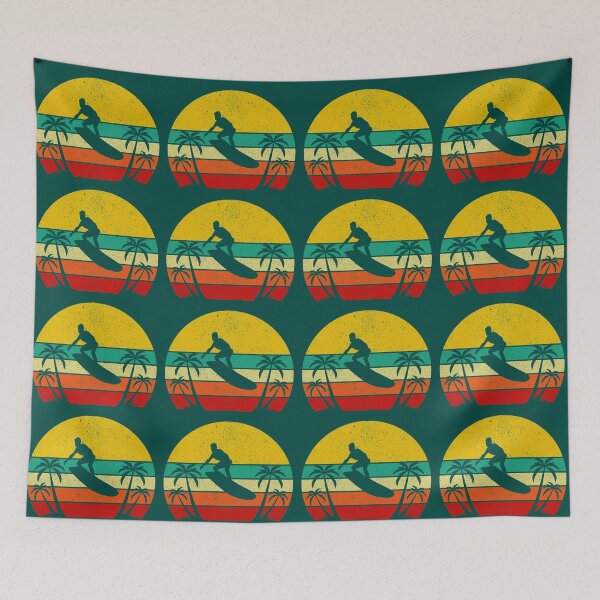 Item preview, Pastel Ocean Waves, with Retro Sunset Beach and Palm Trees designed and sold by corner-shop.