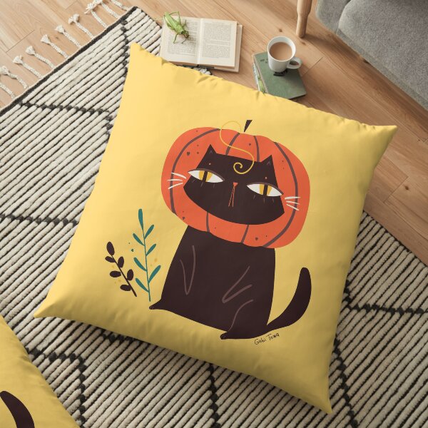 Halloween Pumpkin Kitty Floor Pillow