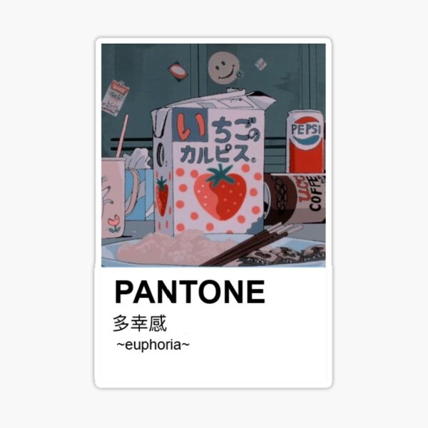 Pantone Aesthetic Anime Strawberry MILK Sticker for Sale by Dev M