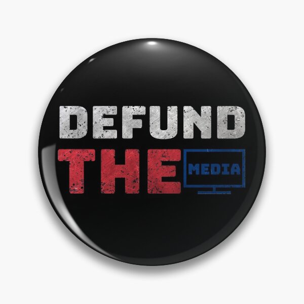 Item preview, Defund The Media, politic, post apocalyptic, retro, white, , red, blue, flag color, election, tv, dirty, destroy text, captions designed and sold by NiceSign.