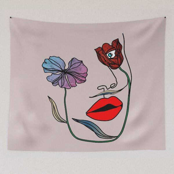 Item preview, Abstract flower face on a light purple background. decorating, interiors designed and sold by jayne0524.