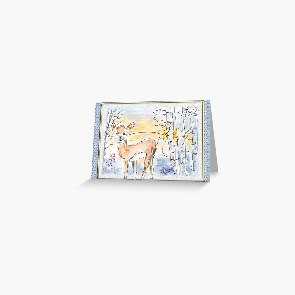 Deer in Winter Christmas Design Greeting Card