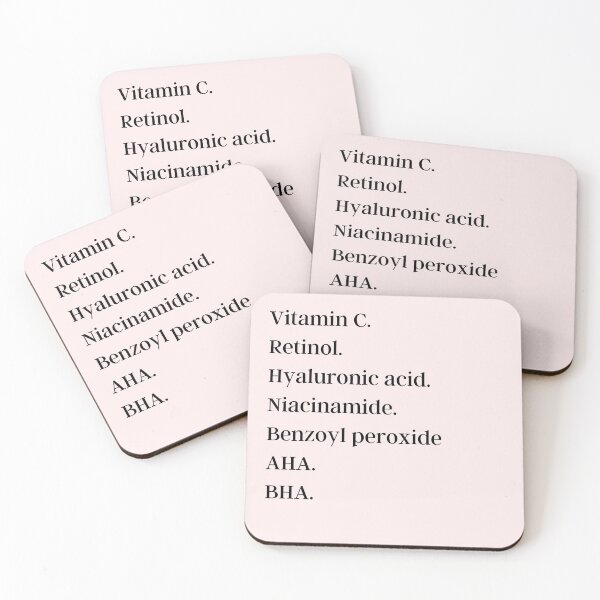 Item preview, Vitamin C, Retinol, Hyaluronic acid, Niacinamide, Benzoyl perioxide, AHA, BHA designed and sold by ThoughtJumble.