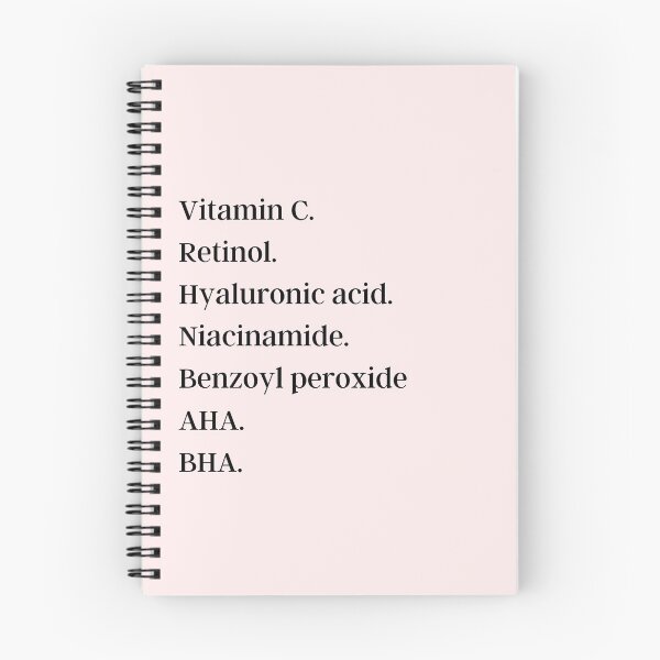 Item preview, Vitamin C, Retinol, Hyaluronic acid, Niacinamide, Benzoyl perioxide, AHA, BHA designed and sold by ThoughtJumble.