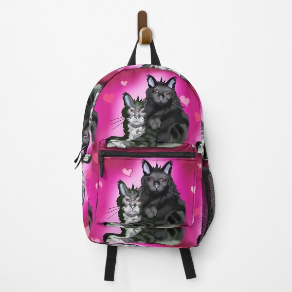 Item preview, Black maine coon cat brothers with a pink background designed and sold by CuisineCat.