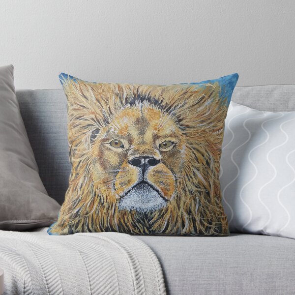 Lion, Big Cat, King of Beasts Throw Pillow