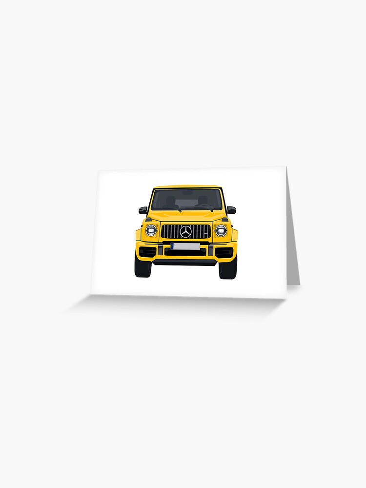 Carte De Vœux Vue Avant De La Voiture De Luxe 4x4 Jaune Par Yungyanno Redbubble