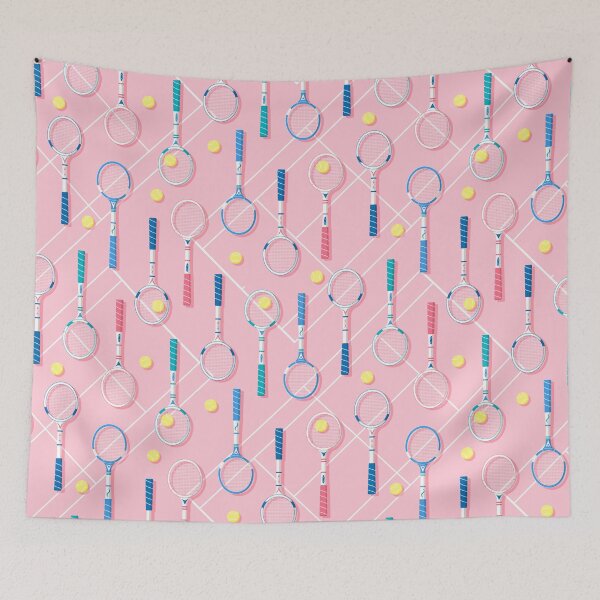 Item preview, Decorative Pattern With Vintage Tennis Racquets On Pink Background designed and sold by Gabriela Simon.
