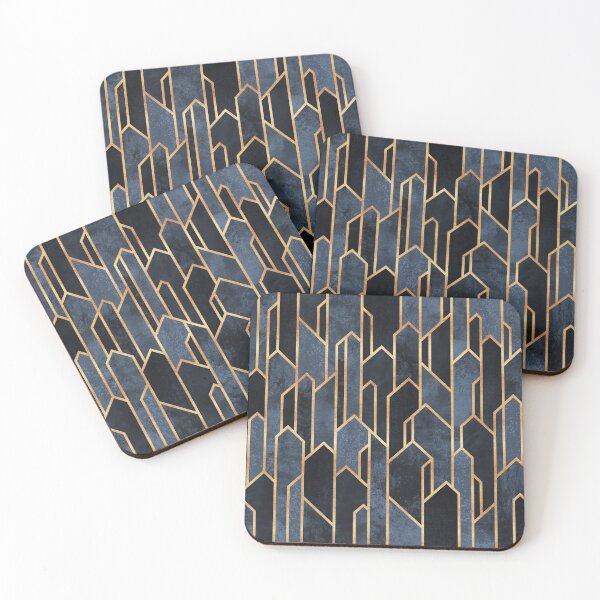 Dark Blue Crystals Coasters (Set of 4)
