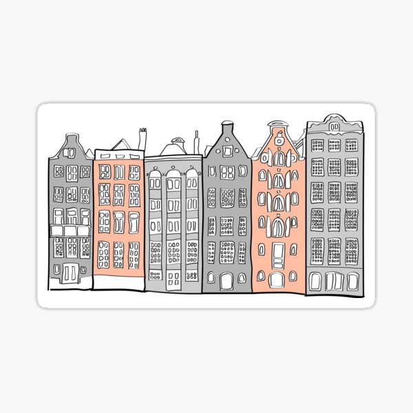 Old Amsterdam Canal Houses Sticker