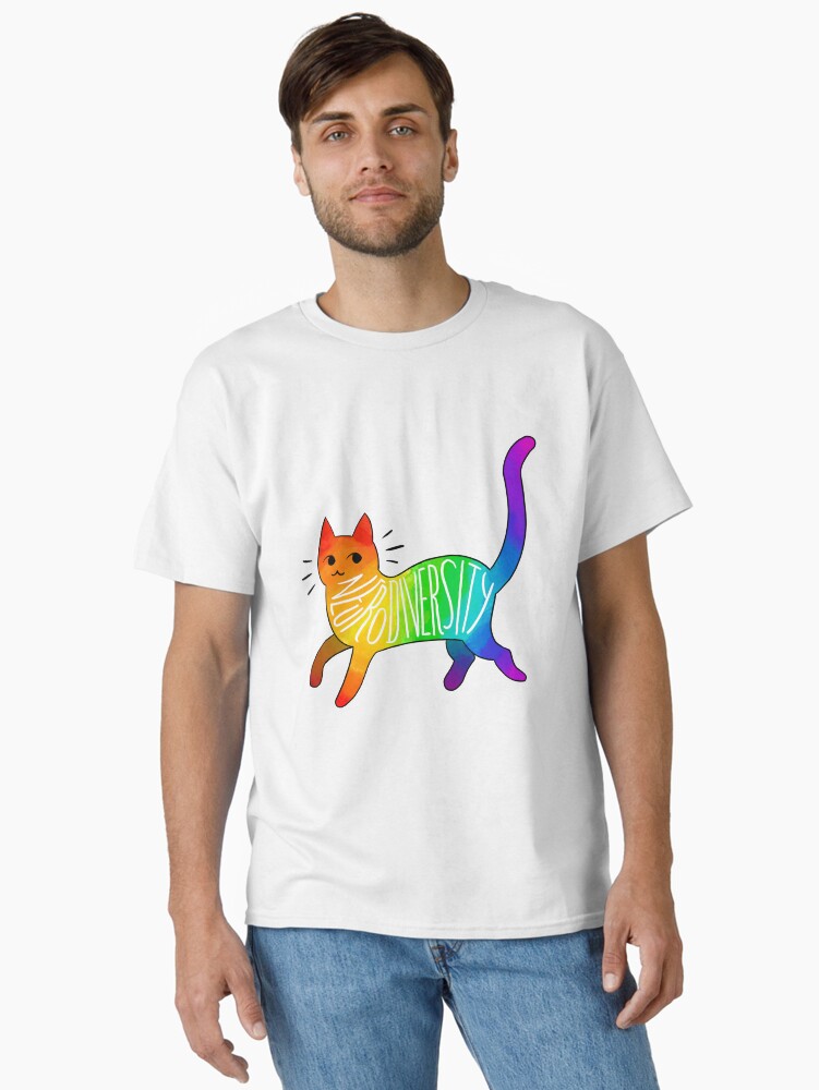 Imagen 1 de 7, Camiseta clásica con la obra Gato de neurodiversidad, diseñada y vendida por JezWeCan.
