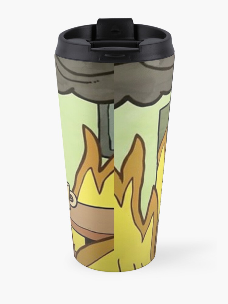 Alternate view of This is Fine, dog meme Travel Mug