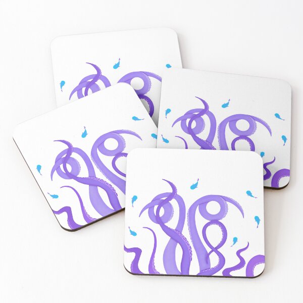Item preview, Violet tentacles of octopus among turquoise fish designed and sold by Maravilhosa.